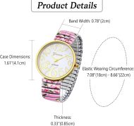 Women's Easy Reader Watch: Printed Super Large Clear Number Stretch Wrist Watch Elastic Strap Watches for Women Waterproof Ladies Wristwatch - Image 3