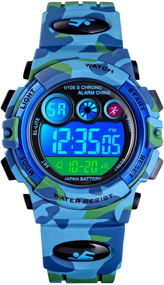 Watch Kids Sports Watch Multi Function Digital Watches Colorful LED Display Waterproof Wristwatches for Children with Band