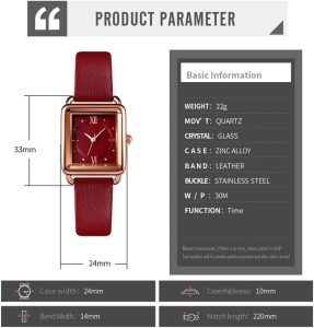 Women Quartz Watch Lady Stylish Dress Watch with Leather Strap - Image 2