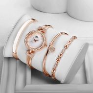 Women Stylish Four-Piece Bangle Analog Quartz Wrist Watch - Image 3