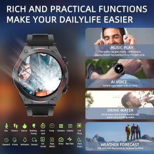 1.52-Inch Touch Screen  Smartwatch with Text and Call for Men and Women(Black) - Image 3