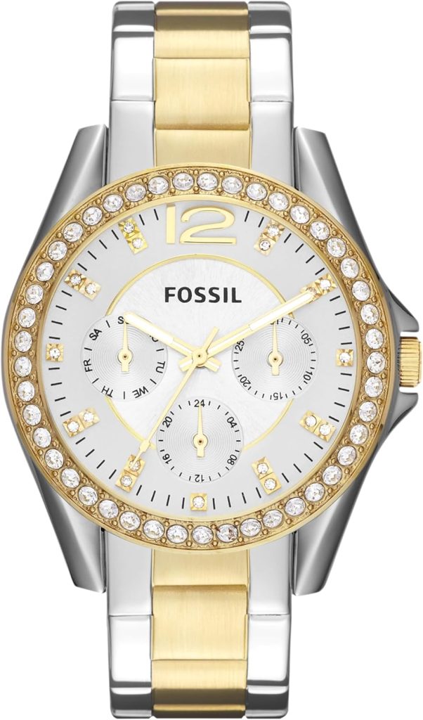 Watch with Crystal and Stainless Steel Bracelet Band