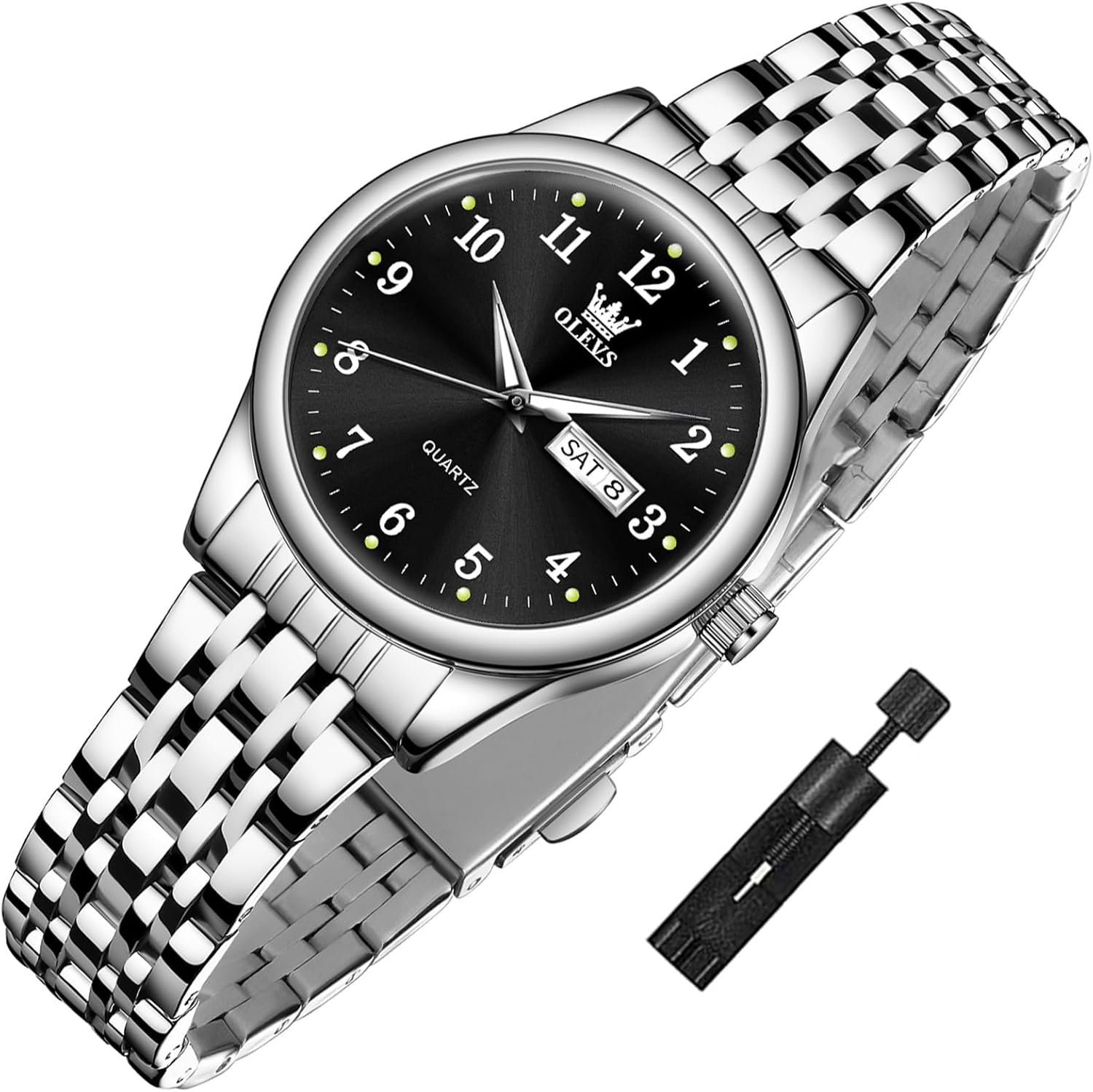 71v2oRsEkZL._AC_SL1500_.jpg Watches Date and Day Watches with Silver Gold Stainless Steel - Image 1