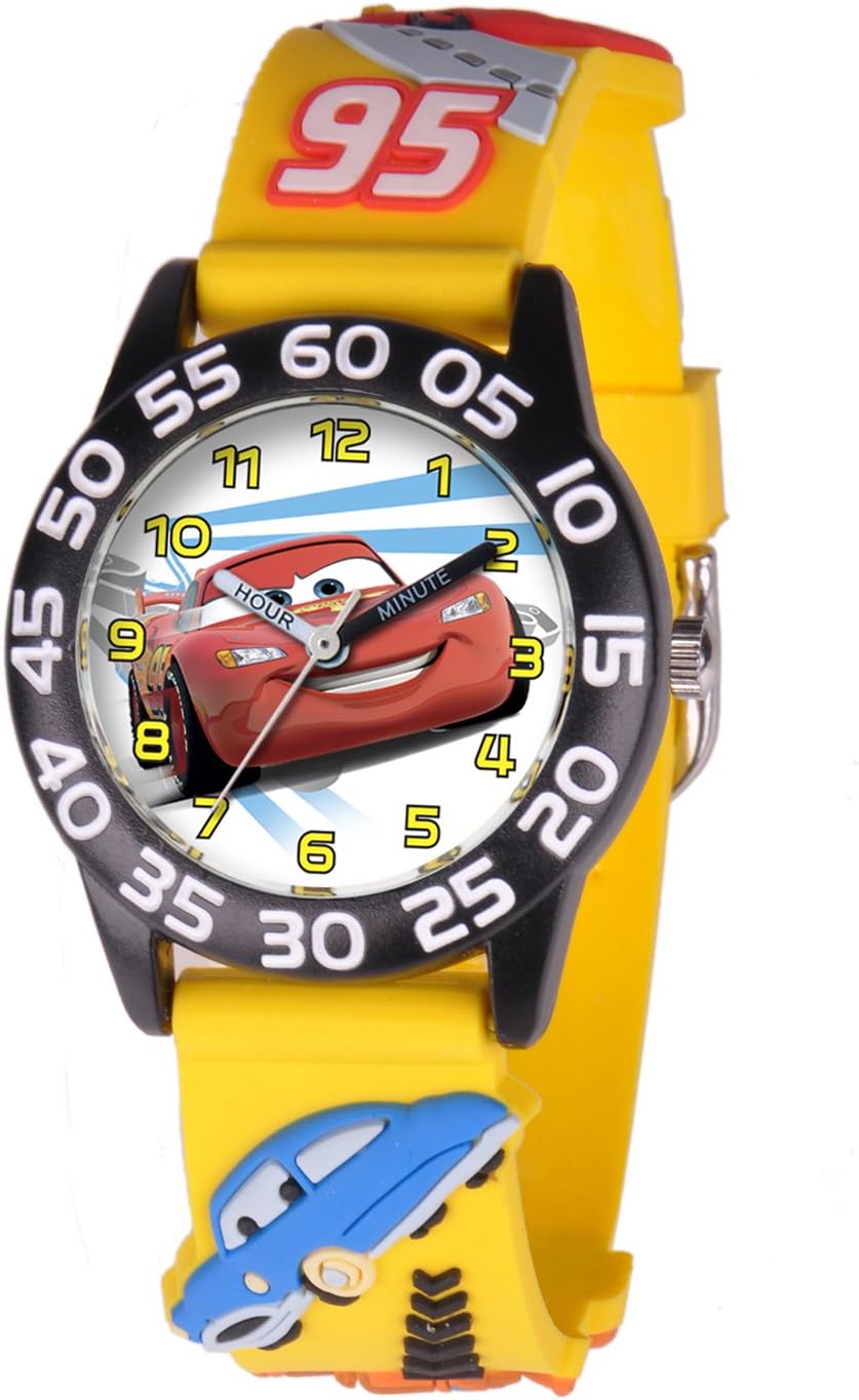 71zcJGfeD5L._AC_SL1500_.jpg Disney Cars Kids' Plastic Time Teacher Analog Quartz 3D Strap Watch - Image 1