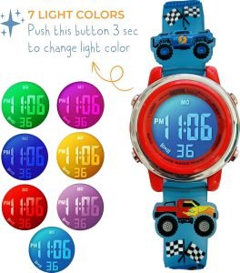 Waterproof 7 Colors Light with Alarm Collection Digital Watch - Image 3