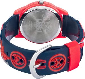 Marvel Spider-Man Kids' Plastic Time Teacher Analog Quartz 3D Strap Watch, Red/Navy/Multi Navy - Image 2