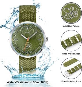 38MM Unisex Watch Easy to Read Waterproof Nylon Strap Watch - Image 4